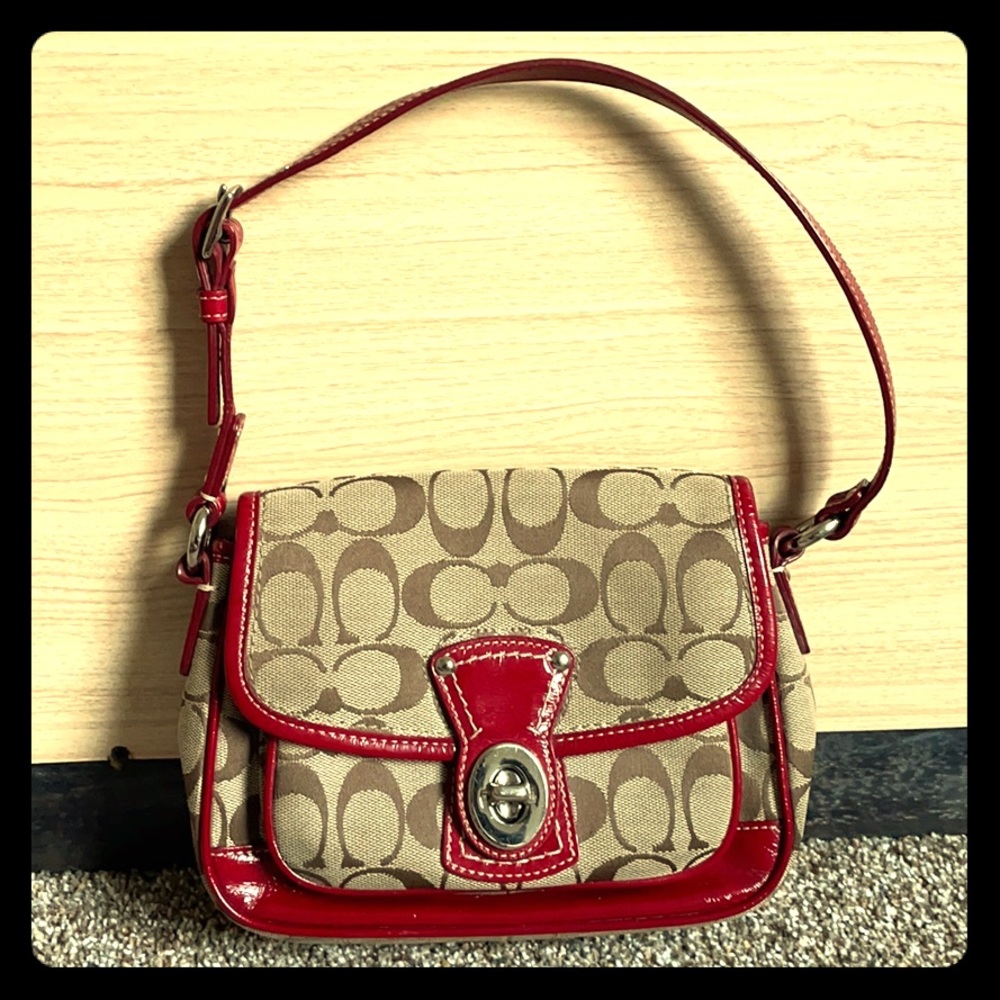 Authentic Coach Signature + Red Handbag